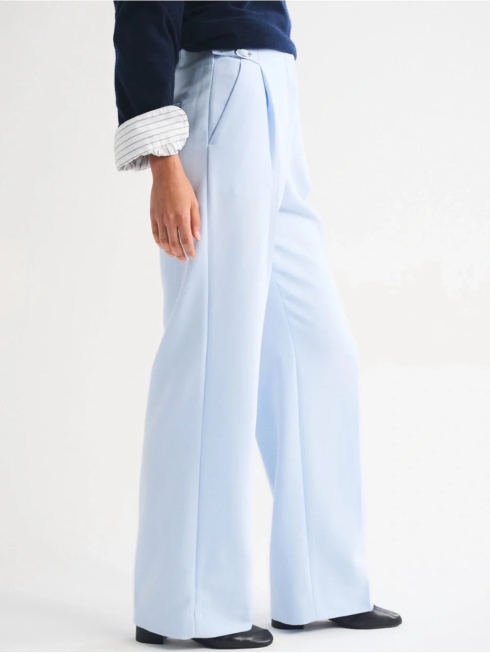 Abercrombie & Fitch Light Blue High-Rise Wide-Leg Trousers